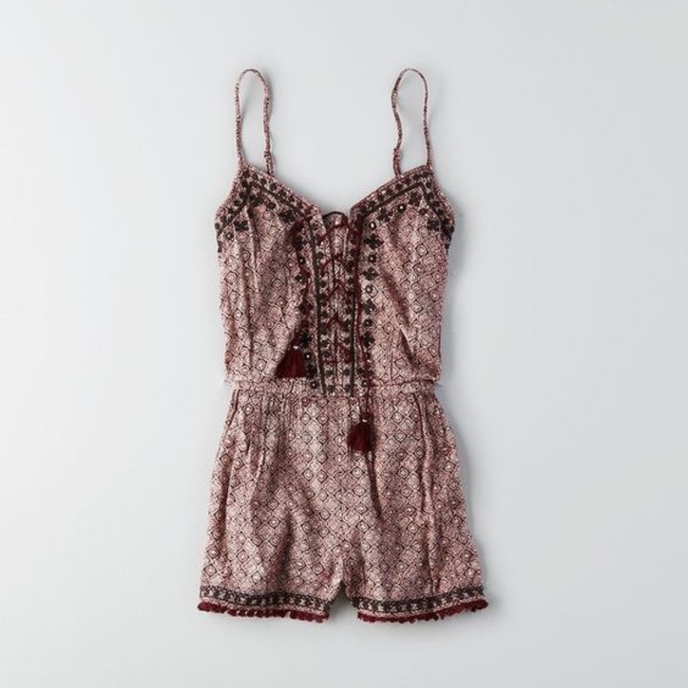 Boho Lace Up Romper